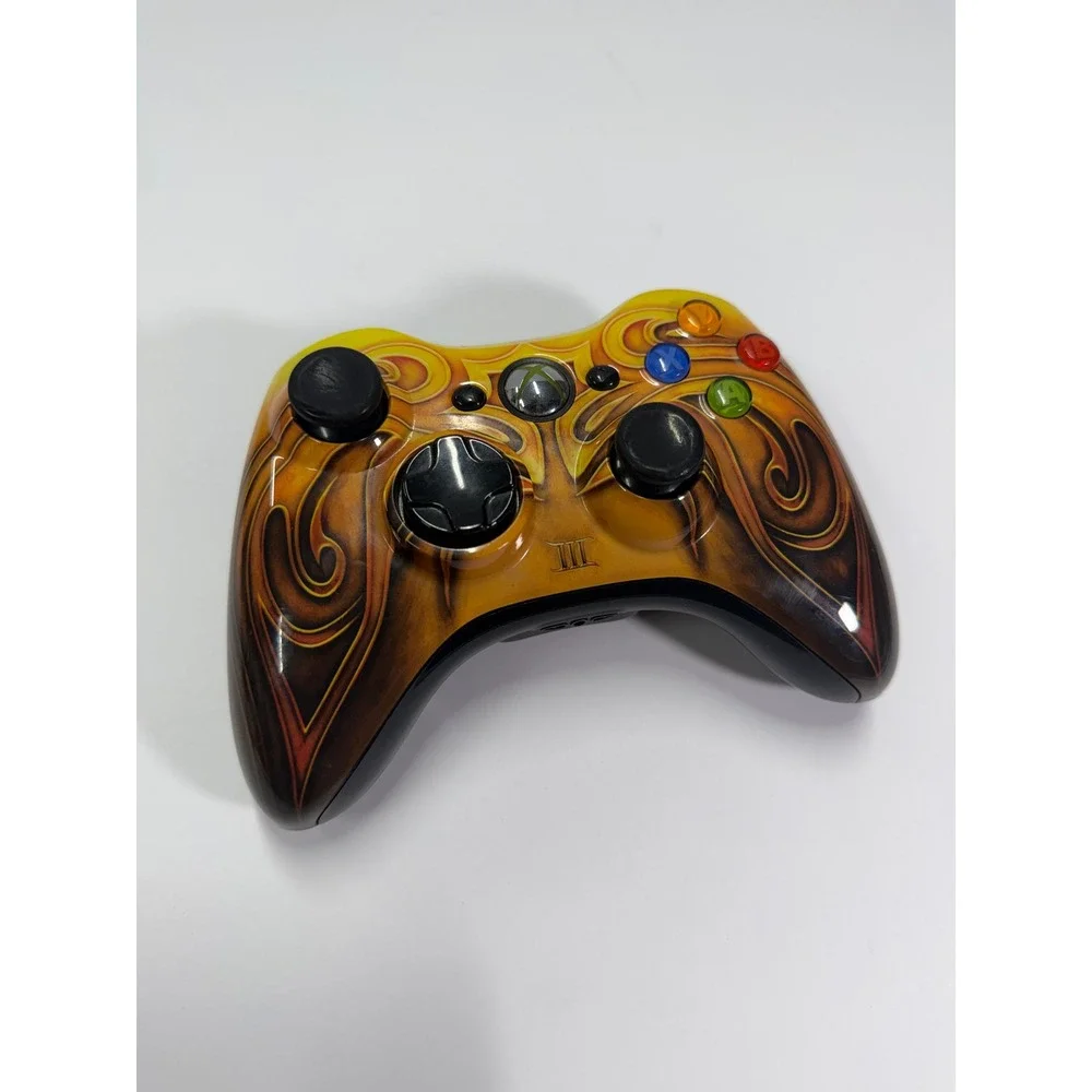 Microsoft Xbox 360 Wireless Controller Custom Flame Graphic Orange Yellow III